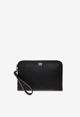 Dolce & Gabbana Saffiano Leather Flat Pouch Black BM2528 BG662-80999