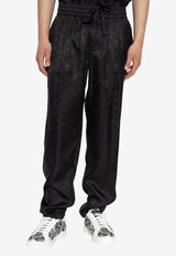 Dolce & Gabbana Silk Embossed Monogram Pants Black GP12QT FJ1JY-N0000