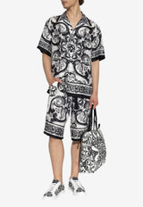 Dolce & Gabbana Baroque Print Short-Sleeve Silk Shirt White G5JH9T HI1S6-HX5DQ