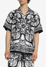 Dolce & Gabbana Baroque Print Short-Sleeve Silk Shirt White G5JH9T HI1S6-HX5DQ