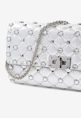 Crystal-Embellished Quilted Crossbody Bag