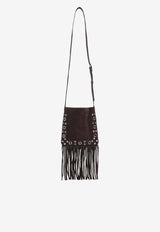 Studded Fringed Suede Crossbody Bag