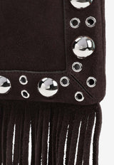 Studded Fringed Suede Crossbody Bag