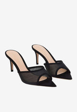 Elle 70 Suede and Mesh Pointed Mules