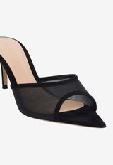 Elle 70 Suede and Mesh Pointed Mules