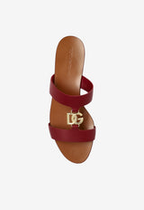 Dolce & Gabbana Burgundy Leather Logo Slides Red CQ0608 AW576-80346