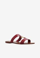 Dolce & Gabbana Burgundy Leather Logo Slides Red CQ0608 AW576-80346