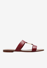 Dolce & Gabbana Burgundy Leather Logo Slides Red CQ0608 AW576-80346