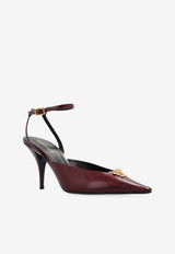 Versace La Medusa 100 Leather Pumps Burgundy 1020479 1A14835-1RC3V