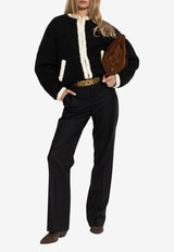 Moschino Cable Knit Cardigan with Elbow Patches Black 252E A0581 5504-1555