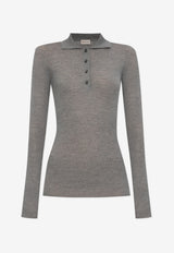 Moncler Ribbed Knit Polo T-shirt Gray K20939A00006 M4715-986