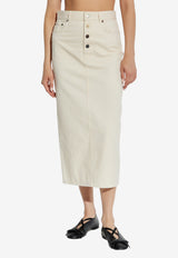 Moschino Logo Patch Denim Pencil Skirt Cream 252E A0123 5520-0005
