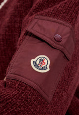Moncler V-neck Knitted Sweater Burgundy K20939D00001 M5493-466