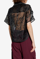 GANNI Shimmering Sheer Shirt Black W0646 7073-099