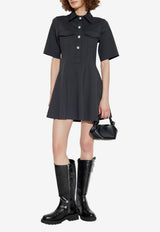 GANNI Flared Mini Shirt Dress Black W0448 6957-252