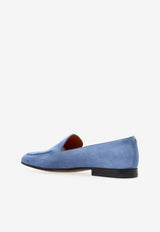 Split Suede Loafers in Light Blue