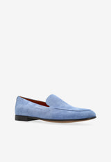 Split Suede Loafers in Light Blue