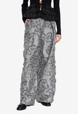 GANNI Vintage-Effect Wide-Leg Pants Gray W0401 6958-876