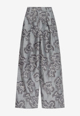 GANNI Vintage-Effect Wide-Leg Pants Gray W0401 6958-876