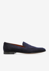Split Suede Loafers in Navy
