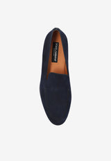 Split Suede Loafers in Navy