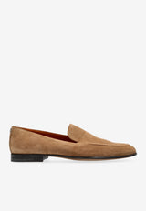 Split Suede Loafers in Beige