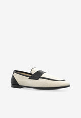 Leather-Trimmed Fabric Loafers