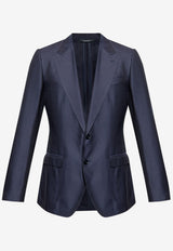 Navy Cotton-Silk Blazer