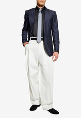 Navy Cotton-Silk Blazer