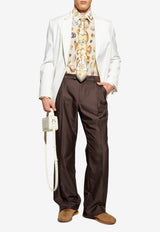 Seashell-Motif Silk Long-Sleeved Shirt