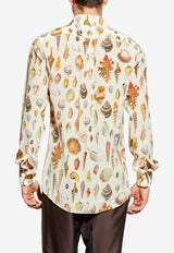 Dolce & GabbanaSeashell-Motif Silk Long-Sleeved Shirt