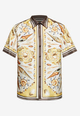 Shell-Motif Loose-Fit Silk Shirt