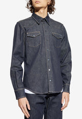Navy Denim Snap-Button Shirt