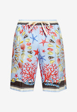 Shell-Motif Linen Shorts