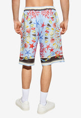 Shell-Motif Linen Shorts
