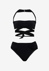 Balmain Wraparound Halterneck Bikini Black BKBAE2440 0-001