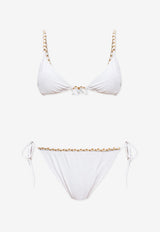 Balmain Chain Embellished Bikini White BKB842330 0-100