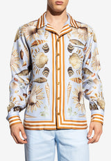 Shell-Print Silk Camp Shirt