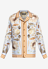 Shell-Print Silk Camp Shirt