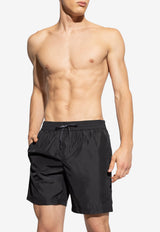 Black Quick-Dry Swim Shorts with Wreath