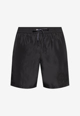 Black Quick-Dry Swim Shorts with Wreath