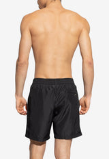 Black Quick-Dry Swim Shorts with Wreath