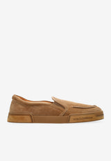 Beige Suede Slip-On Loafers