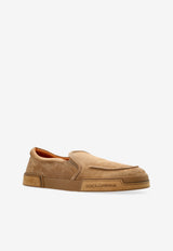Beige Suede Slip-On Loafers
