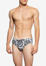 Dolce & Gabbana Majolica Print Swimming Briefs Monochrome M4A09J HPGGR-IU3TN