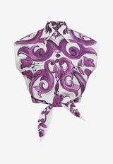 Dolce & Gabbana Majolica Print Sleeveless Shirt Purple F5T53T HH5EN-IP3TN
