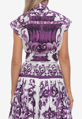Dolce & Gabbana Majolica Print Sleeveless Shirt Purple F5T53T HH5EN-IP3TN