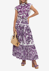 Dolce & Gabbana Majolica Print Sleeveless Shirt Purple F5T53T HH5EN-IP3TN