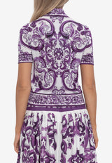Dolce & Gabbana Majolica Print Polo T-shirt Purple FXZ01T JAHKG-H15DQ