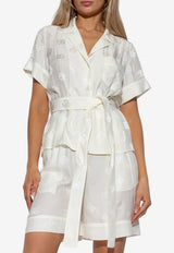 Dolce & Gabbana DG Logo Silk Jacquard Shirt Cream F5G67T FJ1JO-W0001